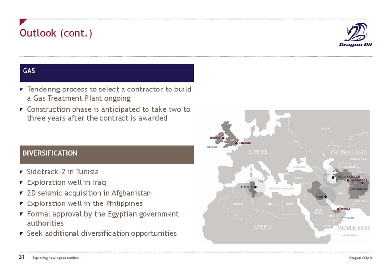 2013 EARNINGS CALL – Dragon Oil Plc – slide 30