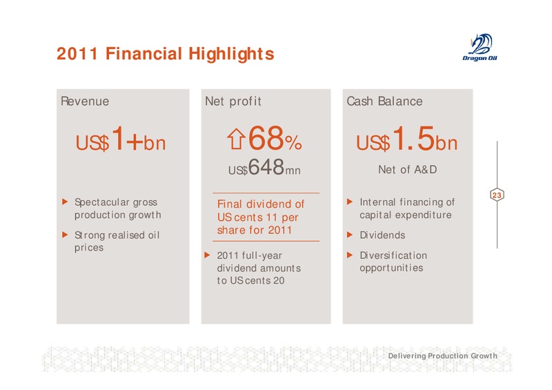 2011 FULL YEAR RESULTS – Dragon Oil Plc – slide 23