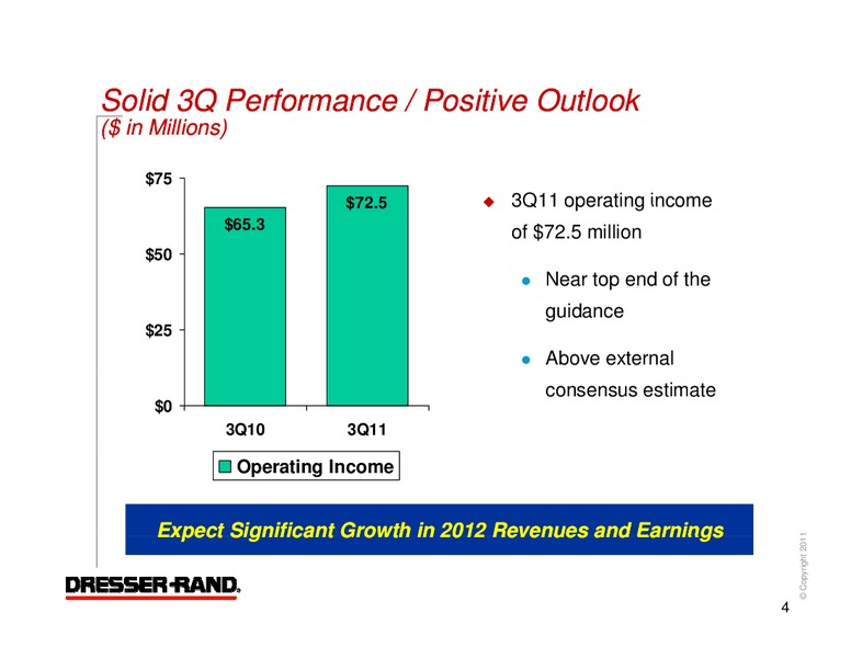 Q3 2011 CONFERENCE CALL – Dresser Rand Group Inc – slide 3
