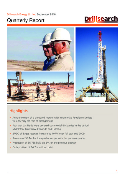 SEPTEMBER 2010 QUARTERLY REPORT – Drillsearch Energy, Ltd. – slide 1