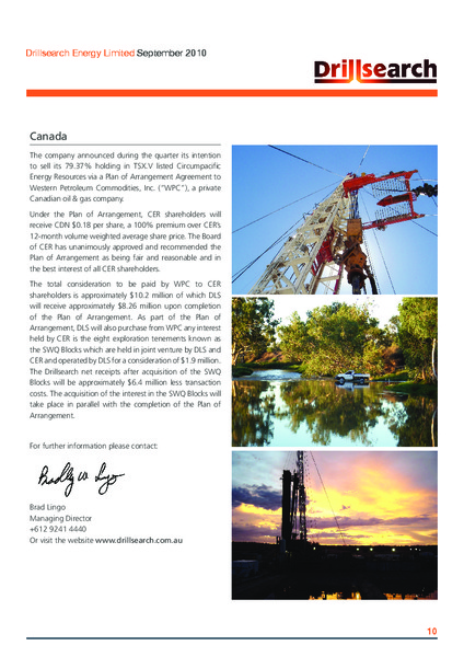 SEPTEMBER 2010 QUARTERLY REPORT – Drillsearch Energy, Ltd. – slide 10