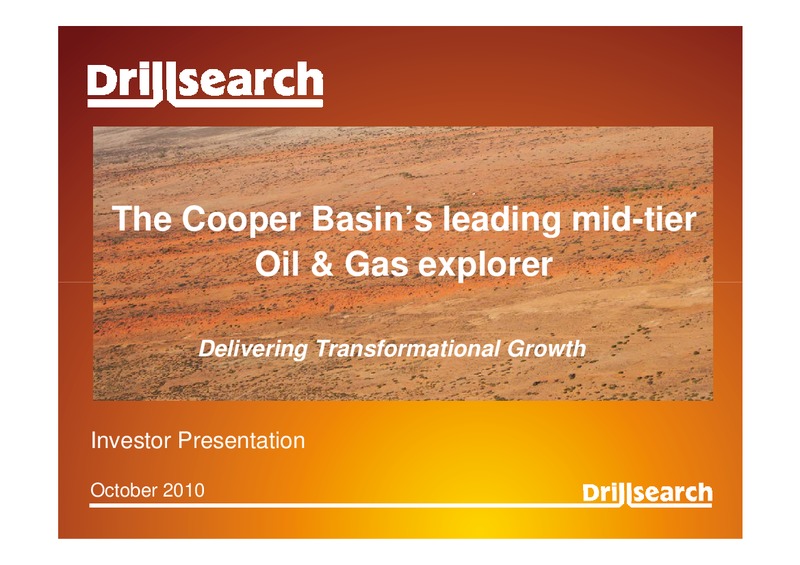OCTOBER 2010 INVESTOR PRESENTATION – Drillsearch Energy, Ltd. – slide 1