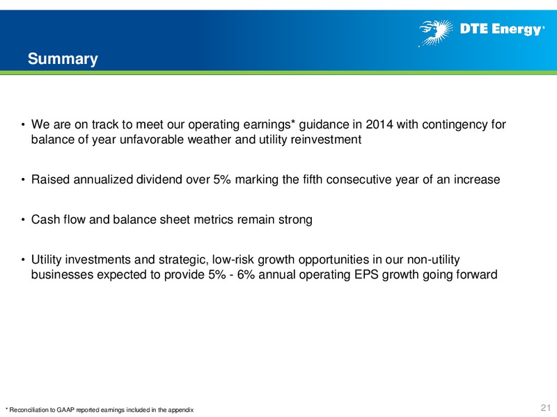 2nd Quarter 2014 Earnings Conference Call – DTE Energy Co. – slide 20