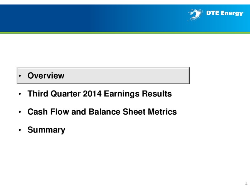3Q 2014 EARNINGS CONFERENCE CALL – DTE Energy Co. – slide 3