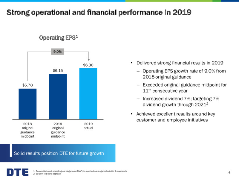 Year End 2019 Earnings Conference Call – DTE Energy Co. – slide 4