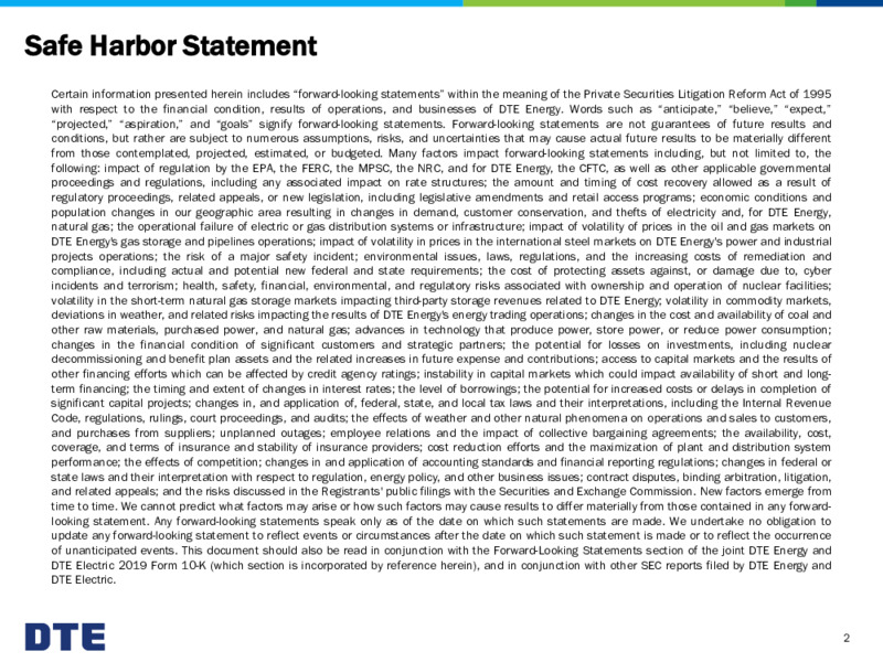 Mizuho NDR Presentation – DTE Energy Co. – slide 2