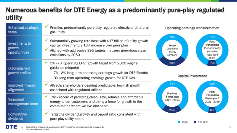 DTE Midstream Spin off – DTE Energy Co. – slide 9