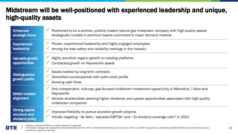DTE Midstream Spin off – DTE Energy Co. – slide 15