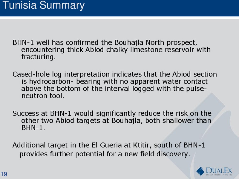 Investor Presentation – Dualex Energy International – slide 18