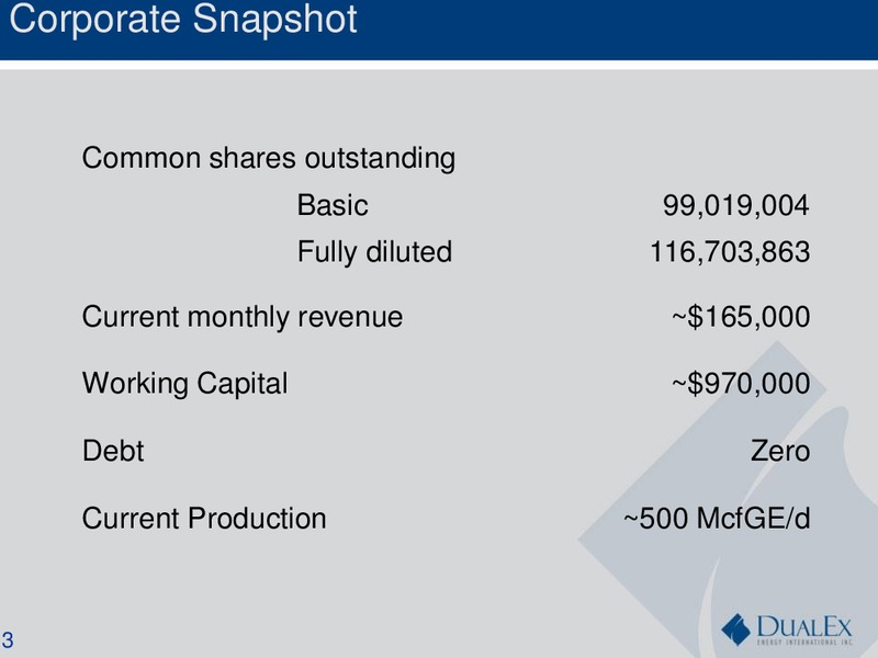 Investor Presentation – Dualex Energy International – slide 2