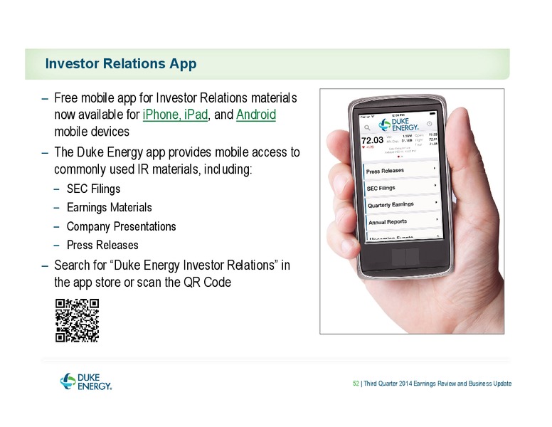 EARNINGS REVIEW AND BUSINESS UPDATE – Duke Energy Corporation – slide 52