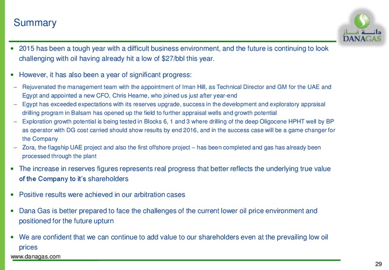 2015 Preliminary Results – Dana Gas – slide 28