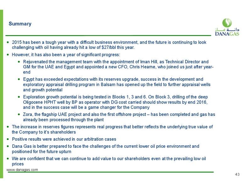 March 2016 Investor Presentation – Dana Gas – slide 35