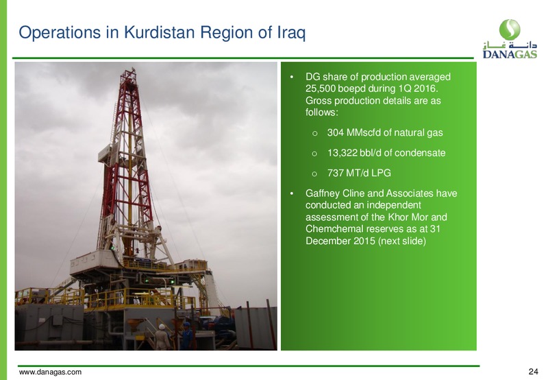 1Q 2016 Financial Results – Dana Gas – slide 23