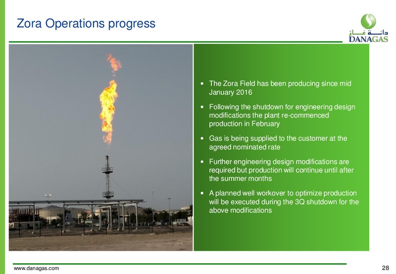 1Q 2016 Financial Results – Dana Gas – slide 27