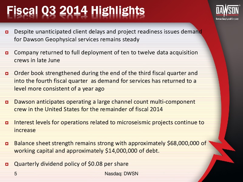 ENERCOM CONFERENCE – Dawson Geophysical – slide 4
