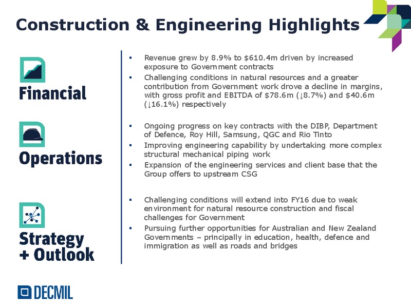 FY15 Annual Results – Decmil – slide 8
