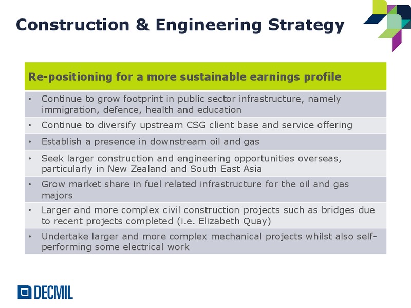 FY15 Annual Results – Decmil – slide 13