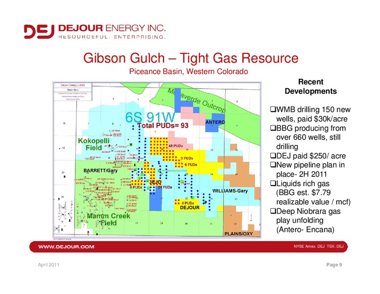 APRIL 2011 INVESTOR PRESENTATION – Dejour Energy Inc. – slide 9