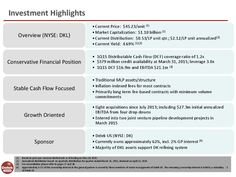 NAPTP CONFERENCE – Delek Logistics Partners, LP – slide 2