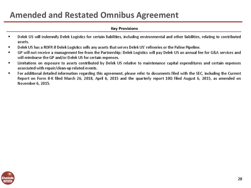 May 2018 Investor Presentation – Delek Logistics Partners, LP – slide 27