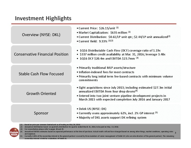 MLPA Conference June 2016 – Delek Logistics Partners, LP – slide 2