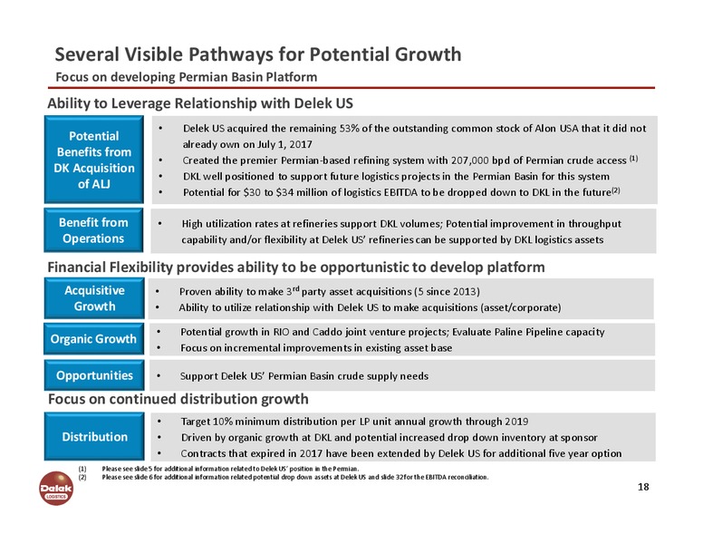 August 2018 Investor Presentation – Delek Logistics Partners, LP – slide 17