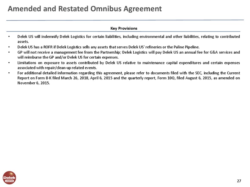 Investor Presentation – Delek Logistics Partners, LP – slide 26
