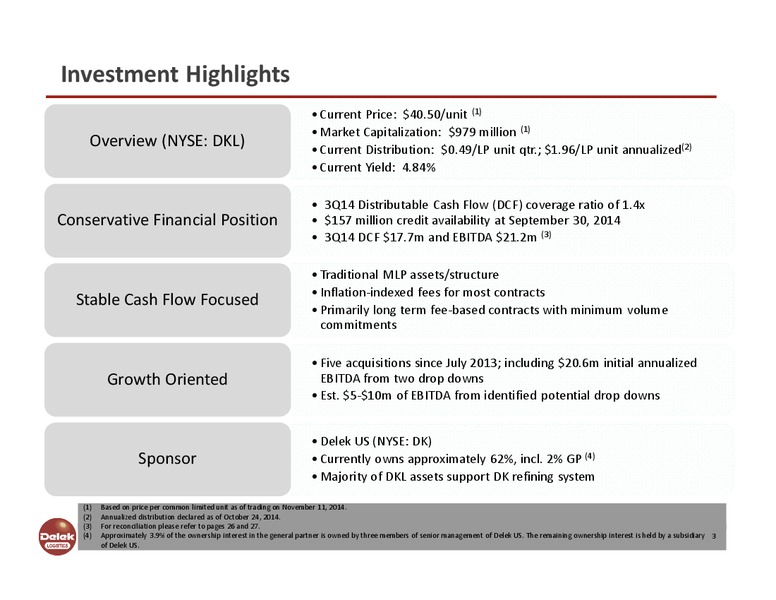 Investor Presentation – Delek Logistics Partners, LP – slide 2