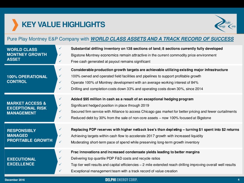 December 2016 Corporate Presentation – Delphi Energy Corp. – slide 3