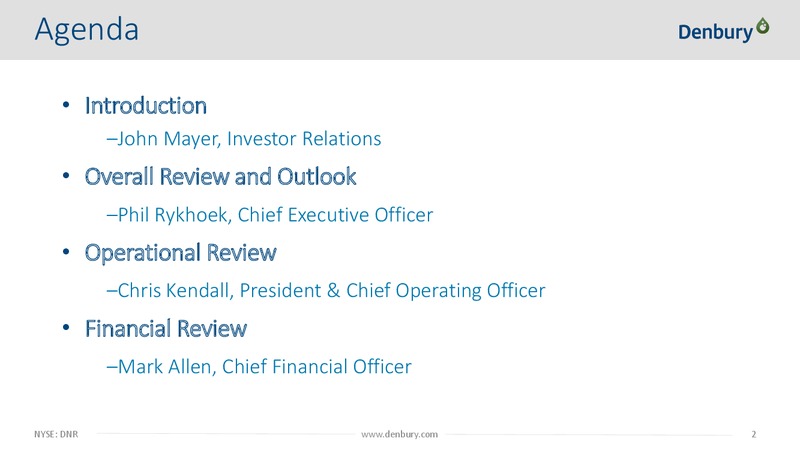 Q1 2017 Earnings Presentation – Denbury Resources Inc. – slide 2