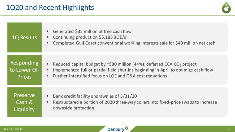 1Q 2020 Earnings Presentation – Denbury Resources Inc. – slide 5