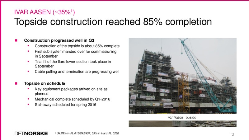 Q3 2015 Results – Det Norske – slide 12