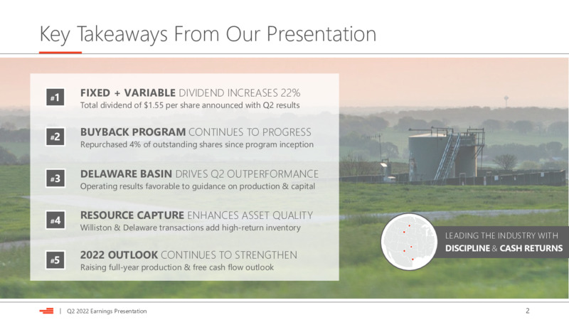 2Q22 Earnings Presentation – Devon Energy Corp – slide 2