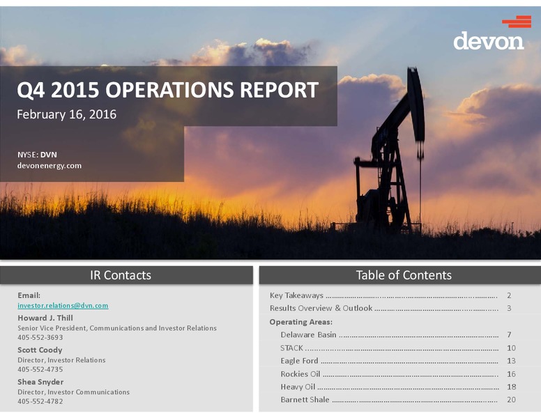 Q4 2015 Operations Report – Devon Energy Corp – slide 1