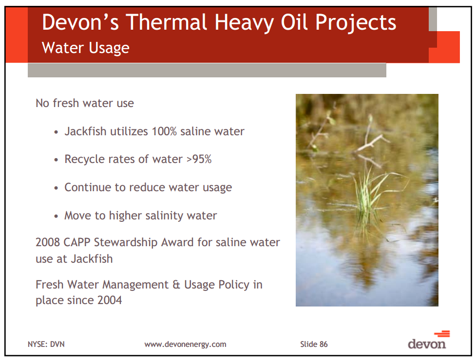 Capital and Operational Update Thermal Oil Sands School – Devon Energy Corp – slide 75