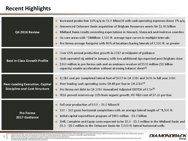 February 2017 Investor Presentation – Diamondback Energy, Inc. – slide 2