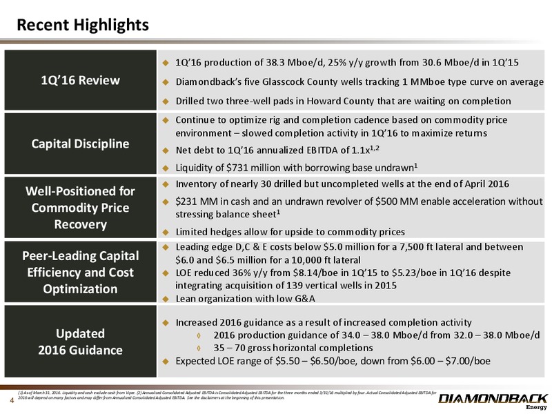 May 2016 Investor Presentation – Diamondback Energy, Inc. – slide 3