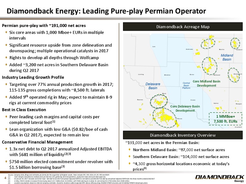 2Q 2017 Earnings Update – Diamondback Energy, Inc. – slide 3