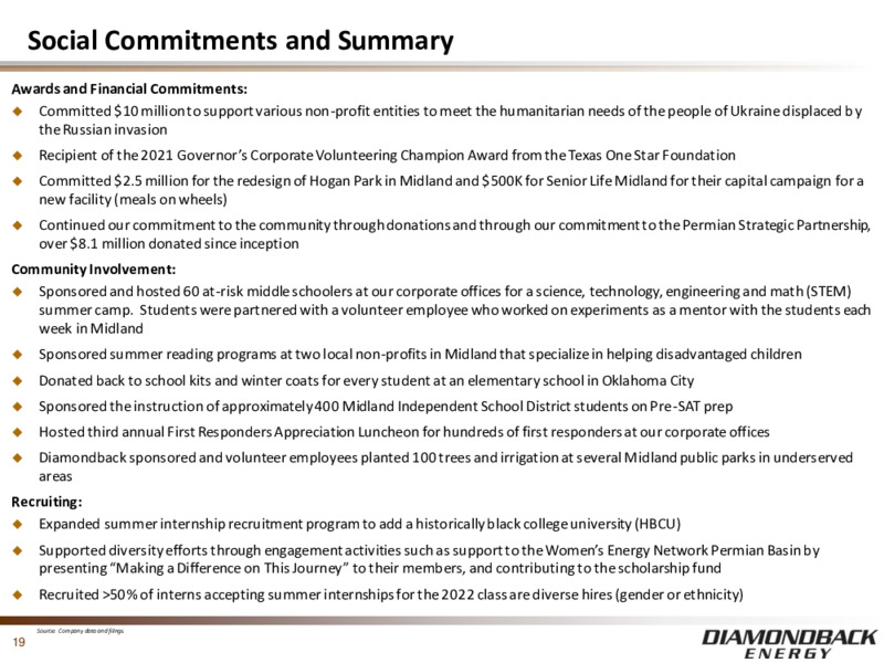 2Q 2022 Earnings Presentation – Diamondback Energy, Inc. – slide 18