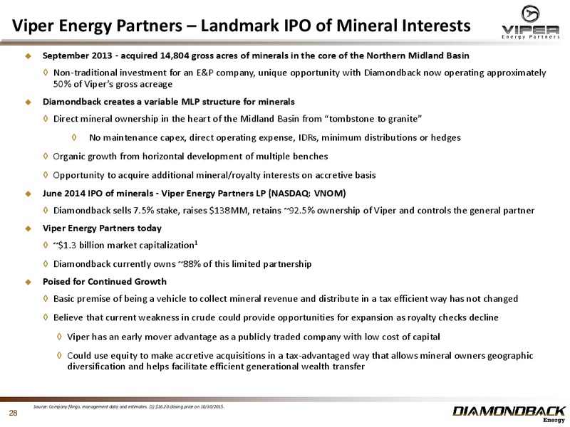 November 2015 Investor Presentation – Diamondback Energy, Inc. – slide 27