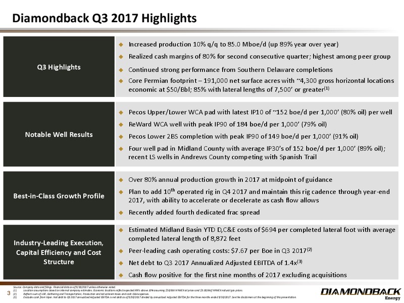 November 2017 Investor Presentation – Diamondback Energy, Inc. – slide 2