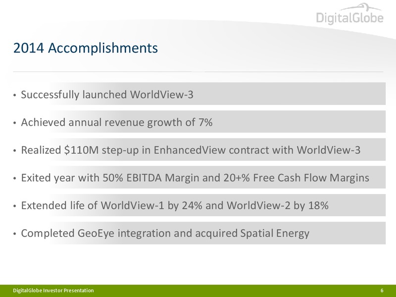 Investor Presentation – Digitalglobe, Inc. – slide 5