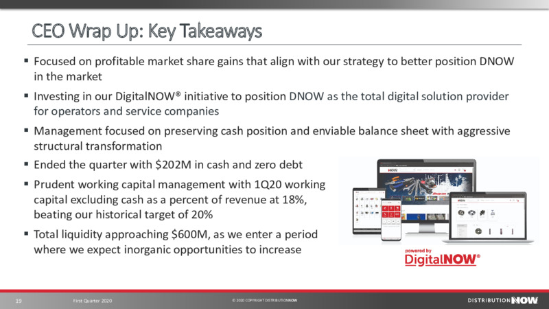 First Quarter 2020 – DistributionNOW – slide 19