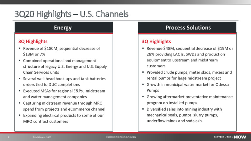 Q3 2020 Earnings Presentation – DistributionNOW – slide 8