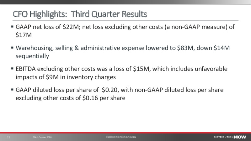 Q3 2020 Earnings Presentation – DistributionNOW – slide 12