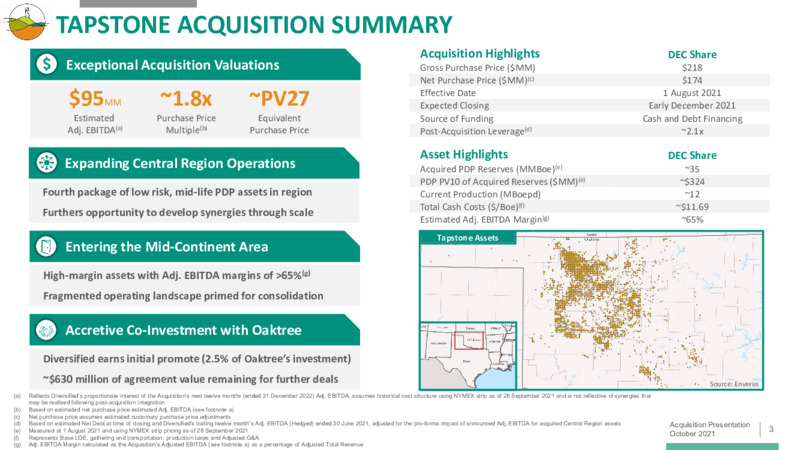 Tapstone Acquisition – Diversified Energy Company plc – slide 3