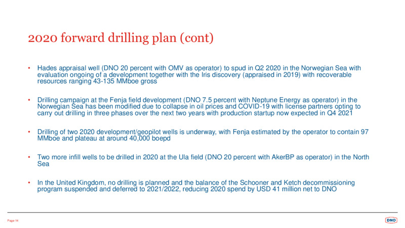 1Q 2020 Earnings Presentation – Dno International Asa – slide 14