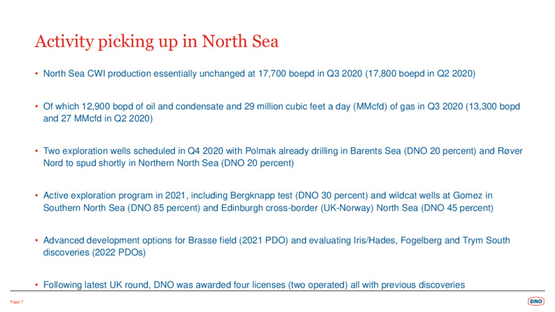 Q3 2020 Earnings Presentation – Dno International Asa – slide 7