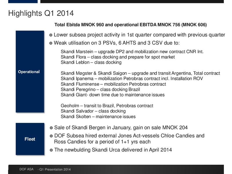 Q1 RESULTS – Dof Asa – slide 3